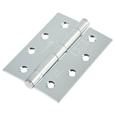 Plain Steel Grade 7 Butt Fire Door Hinge - 102 x 76 x 3mm - Polished Chrome - Pair
