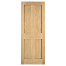 LPD London 4 Panel Unfinished Solid Internal Door - 1981 x 610 x 35mm - Oak