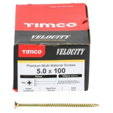 TIMCO Velocity Pozi Countersunk Wood Screws - 5.0 x 100mm - Yellow Zinc - Pack of 100