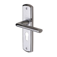 M Marcus Satin Chrome Euro Lock Door Handle - Lena Range - 190 x 48mm