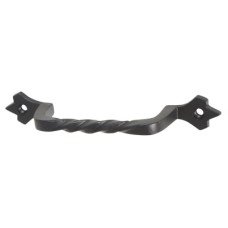 Olde Forge 7mm Twisted D-Bar Cabinet Pull Handle - 120mm Centres - Smooth Black