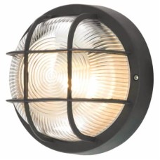 Forum Coast Mars Round Grid Outdoor Bulkhead Light - IP44 - Black