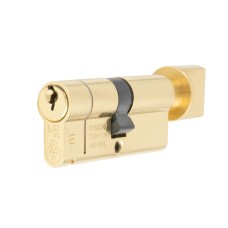 Eurospec 1 Star 6 Pin 70mm Euro Thumbturn Cylinder - 35 + 35mm - Polished Brass - Keyed to Differ