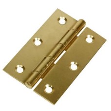 Steel Butt Door Hinge - 90 x 55mm - Polished Brass - Pair