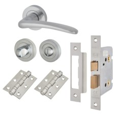 Exel Eloise Bathroom Lock Door Handle on Rose Kit - Satin Chrome
