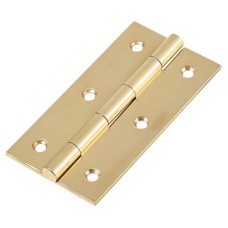 Solid Drawn Butt Cabinet Hinge - 75 x 40 x 2.0mm - Polished Brass - Pair