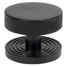 From The Anvil Brompton Round Knurled Centre Door Knob on Beehive Rose - 90mm Rose - Black