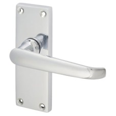 Exel Polished Chrome Victorian Straight Latch Door Handle - Short Plate - 118 x 42mm