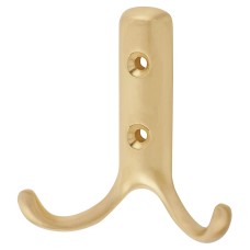 Exel Double Coat Hook - 70 x 56mm - Satin Brass