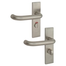 Exel Satin Stainless Steel 19mm Return to Door Bathroom Door Handle - Square - 57mm c/c - LH