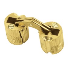 Concealed Rounded Cabinet Hinge - 37 x 15 x 14mm - Polished Brass - Pair