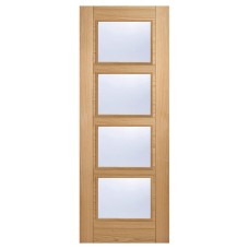 LPD Vancouver 4 Light Clear Glazed Pre-Finished Solid Internal FD30 Fire Door - 2040 x 826mm - Oak