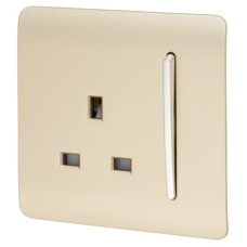 Trendi 13A 1 Gang Screwless Double Pole Switched Socket - Champagne Gold