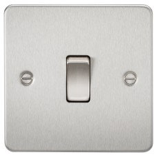 Knightsbridge 10AX 1 Gang 2 Way Flat Plate Light Switch - Brushed Chrome