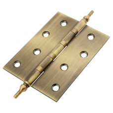 Finial Washered Butt Door Hinge - 100 x 75 x 2mm - Antique Brass - Pair