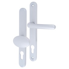 Fab & Fix Balmoral uPVC Offset Multipoint Lever/Pad Door Handle - 92/62mm c/c - Premium Satin Silver