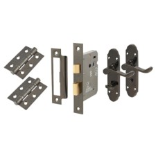 Exel Victorian Summer Bathroom Lock Door Handle Kit - Black Nickel
