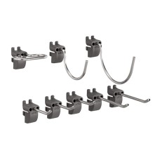 elfa Garage+ Storage Top Track System - Mixed Hooks for Storing Board - Matt Grey - Pack of 8