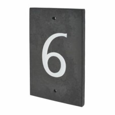 Slate Screw Fix Door Numeral - 6 - 140 x 90mm - Polished Black