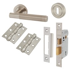 Exel Lily Reeded 3 Lever Sashlock Door Handle Kit - Satin Nickel 