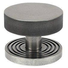 From The Anvil Brompton Round Knurled Centre Door Knob on Beehive Rose - 90mm Rose - Pewter