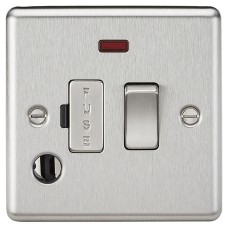 Knightsbridge 13A 1 Gang Round Edge Switched Fused Spur with Neon & Flex Outlet - Brushed Chrome