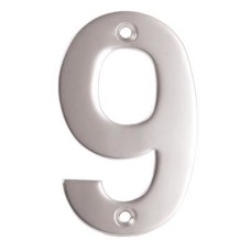 Exel 100mm Screw Fix Door Numeral - 9 - Satin Stainless Steel