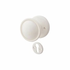 Exel Plastic Mortice/Rim Door Knob with Escutcheon - 51mm Rose Diameter - White