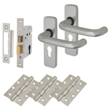 Exel Puma 19mm Return to Door Euro Lock Door Handle Kit - Aluminium