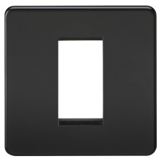Knightsbridge 1 Gang 1 Module Euro Screwless Faceplate - Matt Black