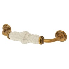 Hampstead 24mm Porcelain Crackle D-Bar Cabinet Pull Handle - 128mm Centres - Antique Brass