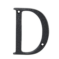 76mm Screw Fix Door Letter - D - Antique Black Iron