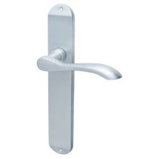 Hampstead Satin Chrome Latch Door Handle - Long Plate - Altea Range - 240 x 41mm