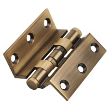 Cranked Ball Bearing Storm Proof Casement Window/Door Hinge - 75 x 3mm - Antique Brass - Pair