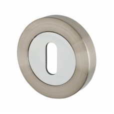 Excel Escutcheon - 52mm Diameter - Keyhole - Satin Nickel/Polished Chrome