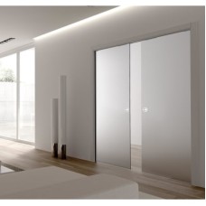 ECLISSE 8mm Glass Double Pocket Door Kit - 100mm Finished Wall Thickness - 762 x 1981mm Door Size
