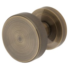 Exel Knurled Mortice Door Knob - 52mm Rose Diameter - Antique Brass