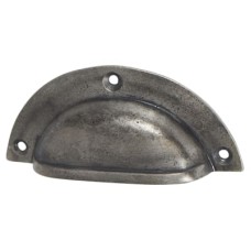 Olde Forge Vintage Lipped Cabinet Cup Handle - 86mm Centres - Pewter Effect
