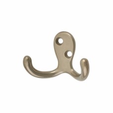 Exel Diecast Double Coat Hook - 70 x 30mm - Satin Nickel - Pack of 10