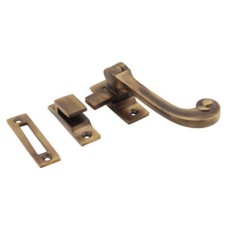 Exel Cast Solid Curl Mortice & Hook Plate Casement Window Fastener - Reversible - Antique Brass