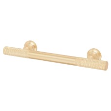 Exel York 12mm Partially Knurled T-Bar Cabinet Pull Handle - 96mm Centres - Satin Brass