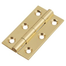 Solid Drawn Butt Cabinet Hinge - 50 x 28 x 1.45mm - Polished Brass - Pair