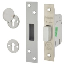 Legge Heavy Duty BS3621:2007 5 Lever Deadlock - 64mm Case - 44mm Backset - Polished Stainless Steel