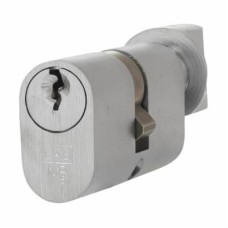Eurospec 5 Pin 60mm Oval Thumbturn Cylinder - 30mm Turn + 30mm - Satin Chrome - Keyed Alike