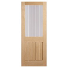 LPD Mexicano Half Light Clear & Frosted Lines Pre-Finished Solid Internal Door - 1981 x 838mm - Oak