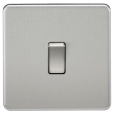 Knightsbridge 10AX 1 Gang Screwless Flat Plate Double Pole Light Switch - Brushed Chrome