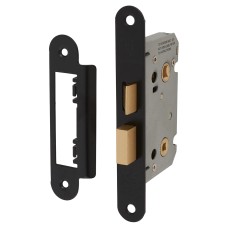 Exel Contract Bathroom Lock - 65mm Case - 44mm Backset - Radius - Matt Black
