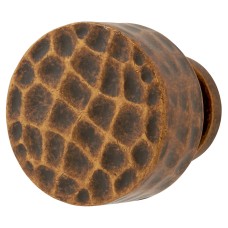 Hampstead Kendal Hammered Round Cabinet Knob - 30mm Diameter - Antique Brass