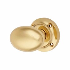 Exel Oval Mortice Door Knob - 57mm Rose Diameter - Polished Brass