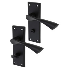 Serozzetta by Carlisle Brass Matt Black Bathroom Door Handle - Venti Range - 150 x 50mm